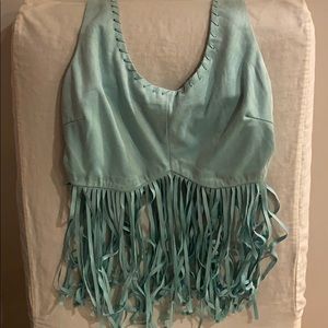 Fringe bra-like crop top